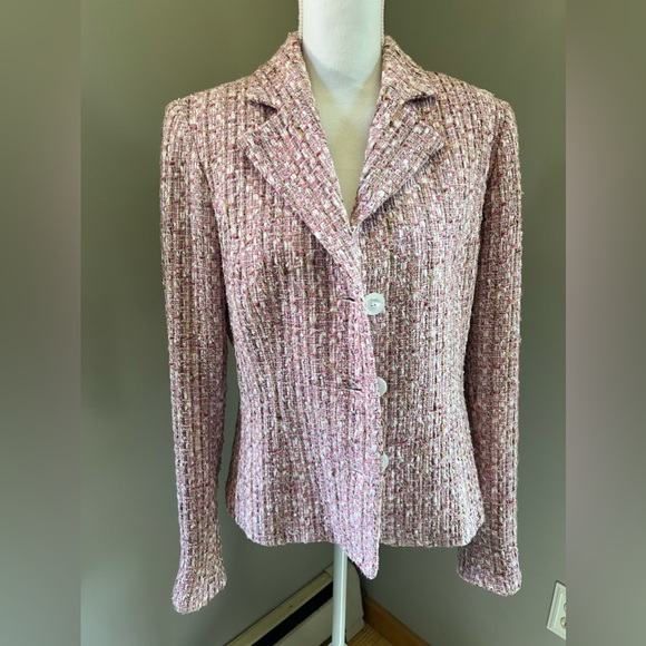 Neiman Marcus Tweed pink blazer - Picture 3 of 11